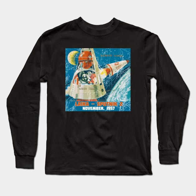 Laika - Sputnik 2 1957 Long Sleeve T-Shirt by ocsling